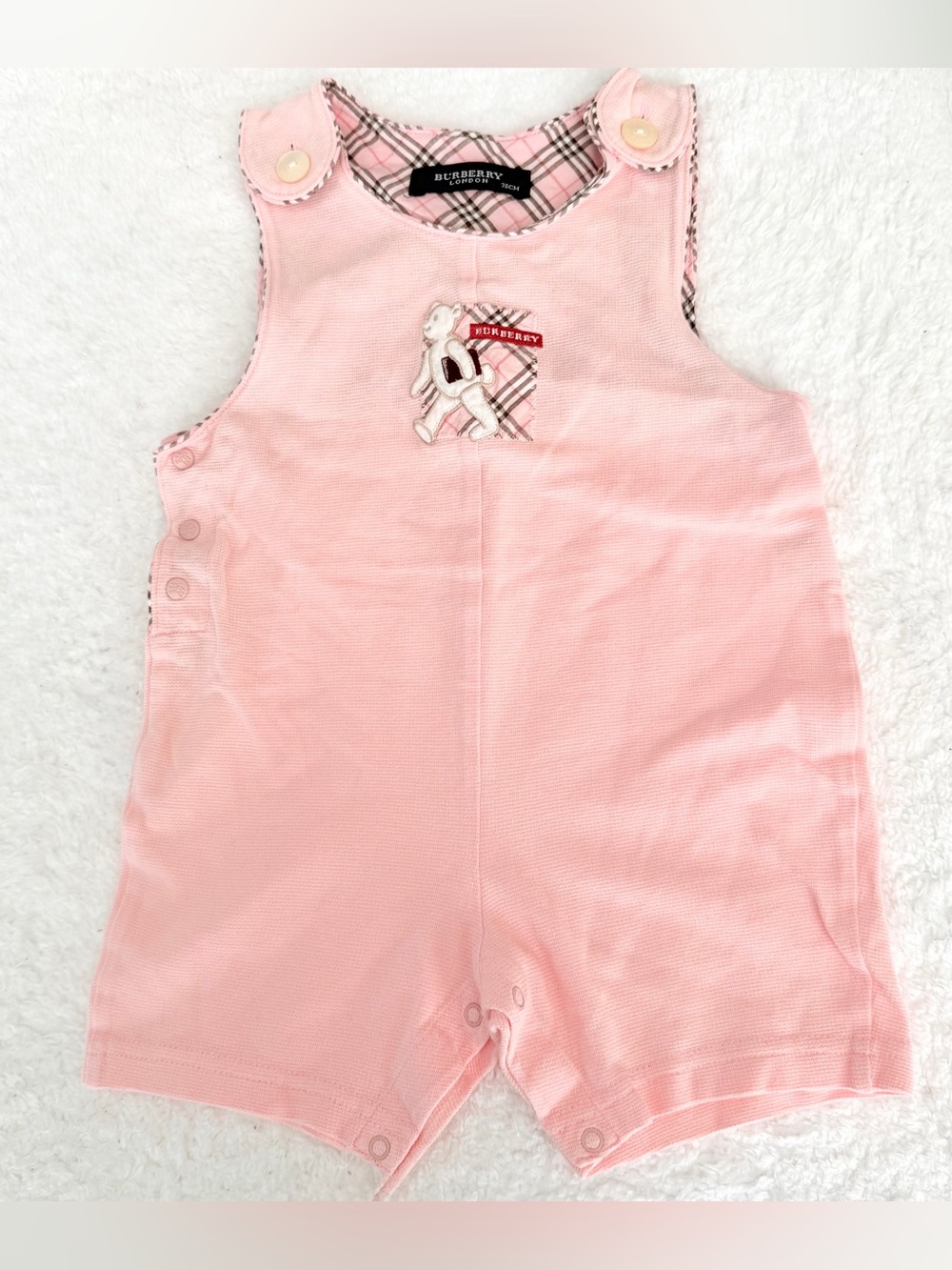 Burberry Baby Girl 6-12m Pink Nova Check  Authentic Bear One Piece Rompers